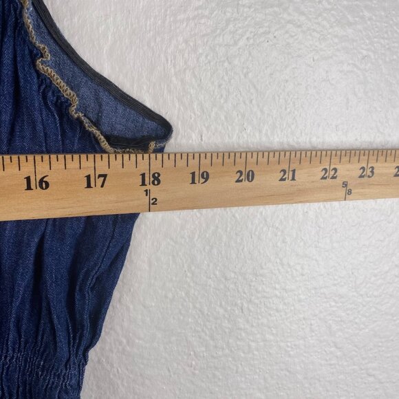 Indigo & Lace Dress Women's Smocked Midi Tiered Denim Blue 1X Boho Country - Picture 12 of 13